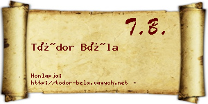 Tódor Béla névjegykártya