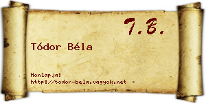 Tódor Béla névjegykártya